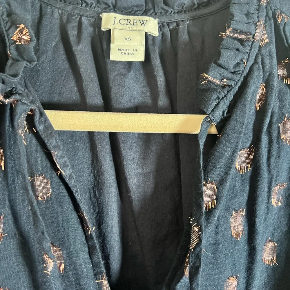 J. Crew Navy Blue Sleeveless Tie Front Peplum Blouse. EUC. Size XS